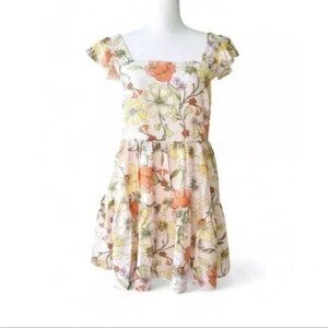 Band of Gypsies Lottie & Holly NWT Dress Mini Floral Square Neck Tiered Large